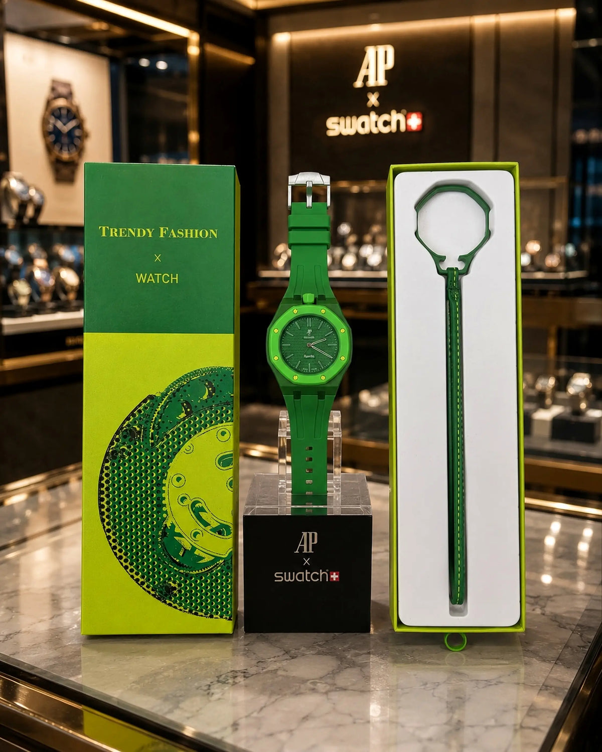 AP X SWATCH ROYAL POP WITH BOX AND SILICON STRAP