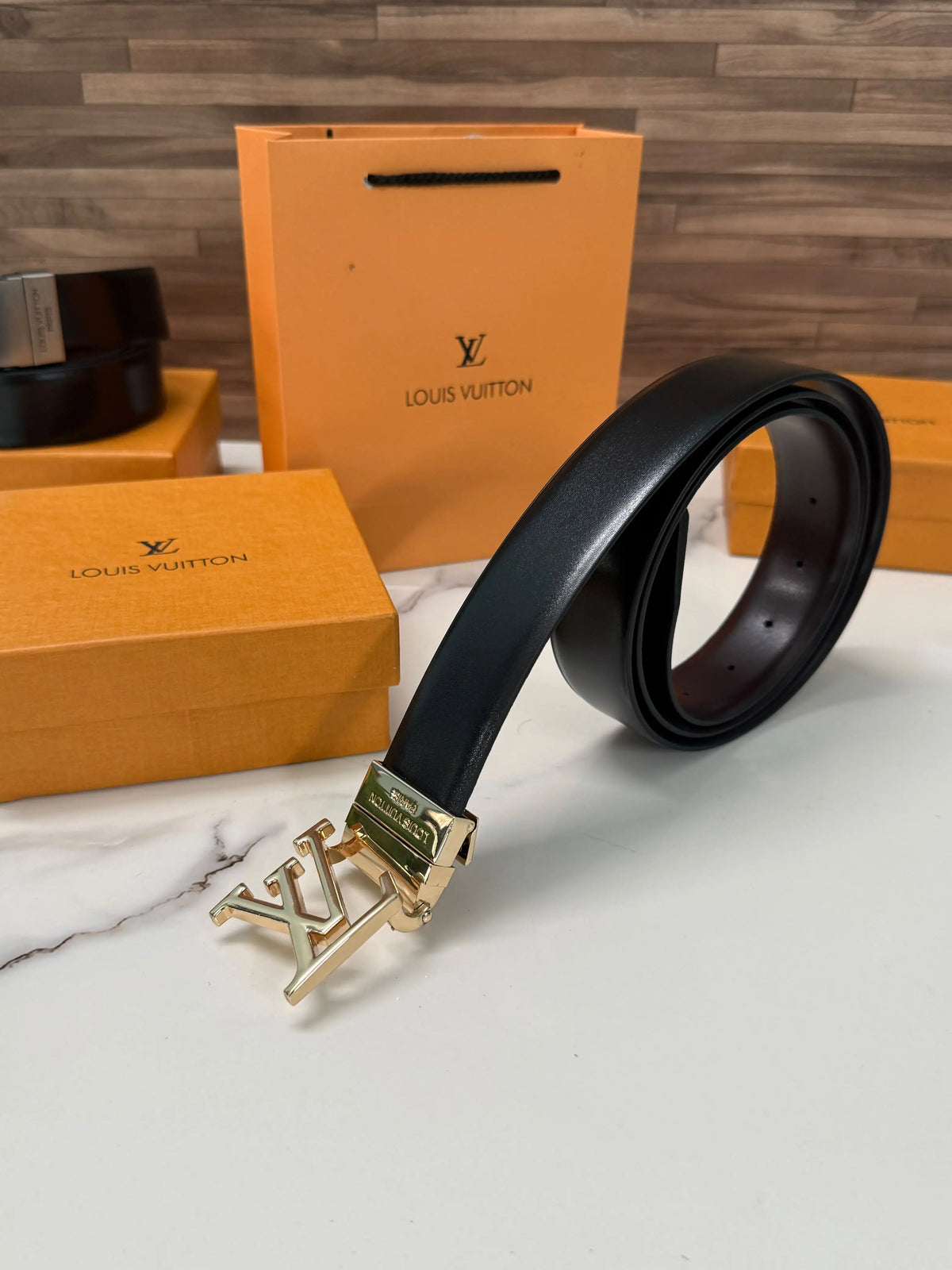 LOUIS VUITTON GOLD PREMIUM REVERSIBLE IMPORTED QUALITY BELT 461