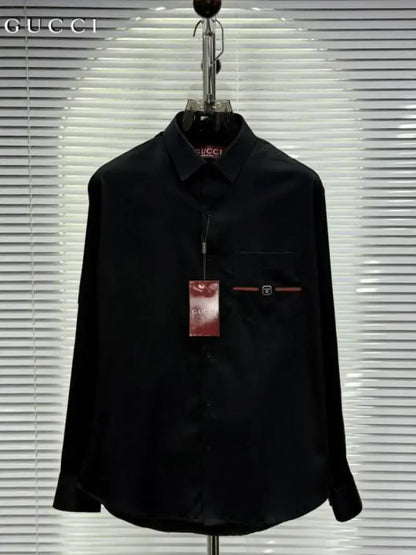 Gucc_i Pocket Signature Patched Imported Partywear Shirt With Og BoX & Bag (DN 502)