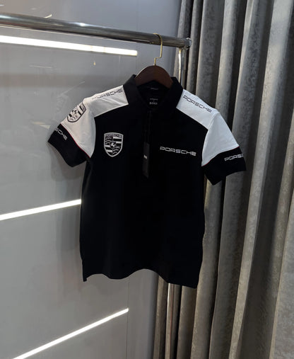 Hugo  Bos s X Porsche Black Logo Work Premium Polo T-shirt