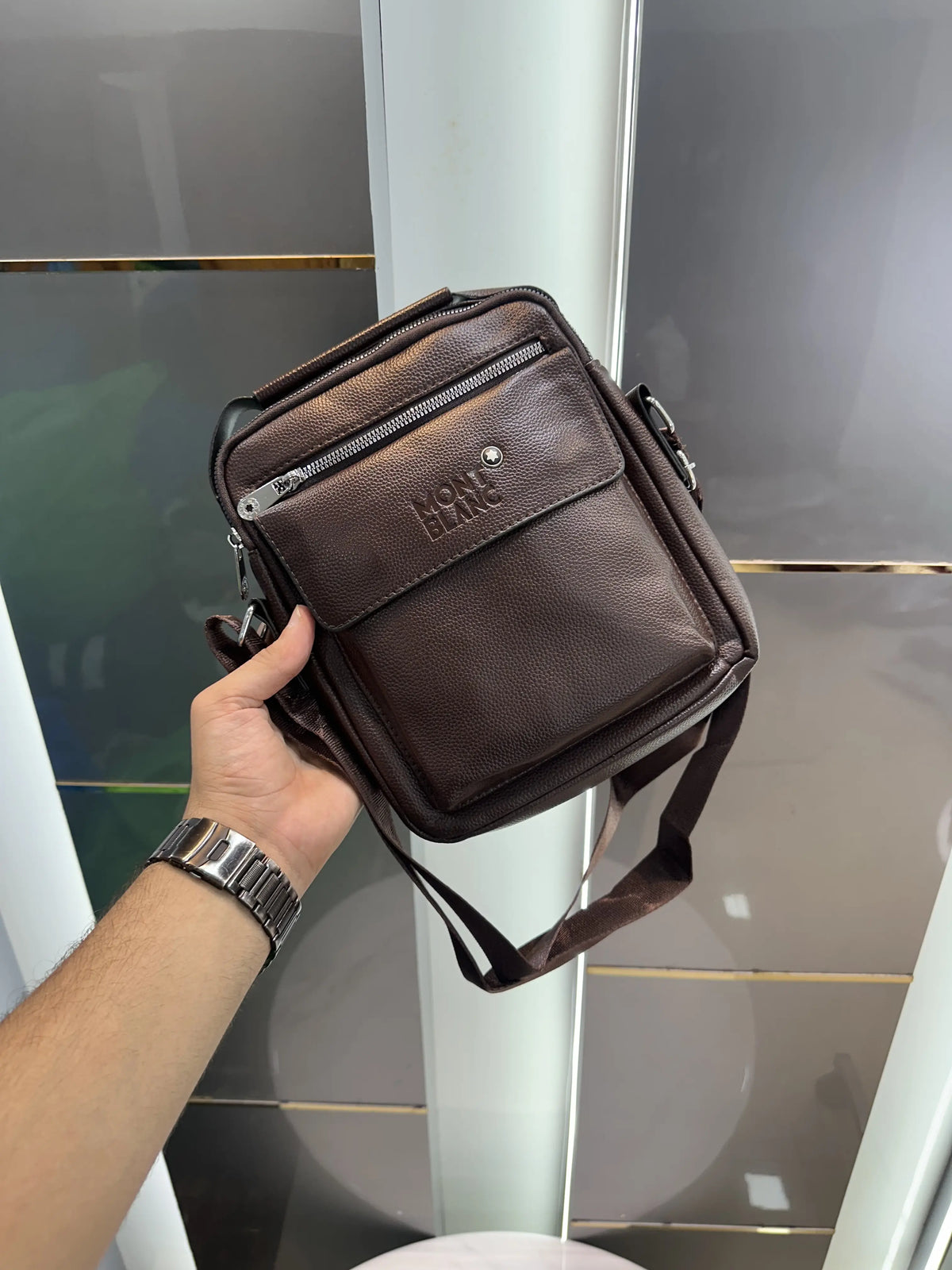 Mont Blan c Brown Premium Sling Bag mb677