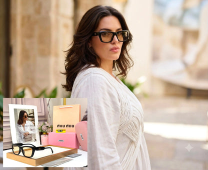 MIU MIU GLOSSY BLACK BROWN CANDY PREMIUM QUALITY UV PROTECTION DESIGNER STORE MODEL 503