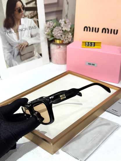 MIU MIU GLOSSY BLACK BROWN CANDY PREMIUM QUALITY UV PROTECTION DESIGNER STORE MODEL 503