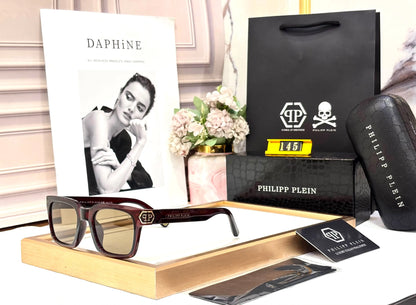 PHILIPP PLEIN GLOSSY BROWN PREMIUM QUALITY DESIGNER STORE SUPERHIT MODEL 503