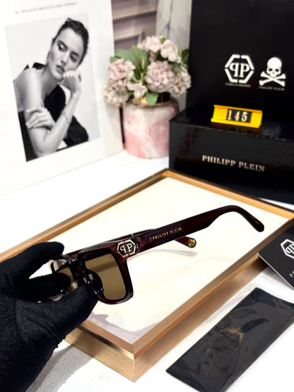 PHILIPP PLEIN GLOSSY BROWN PREMIUM QUALITY DESIGNER STORE SUPERHIT MODEL 503