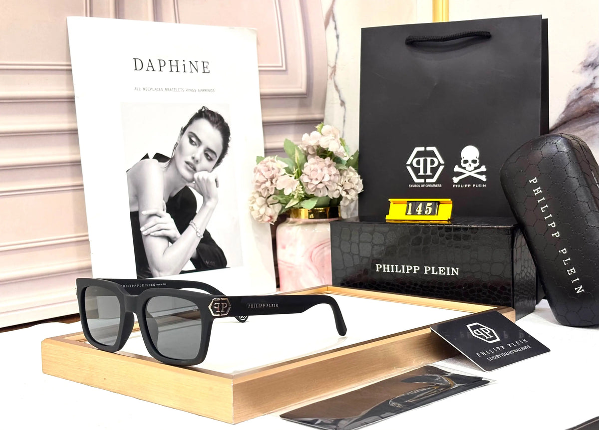 PHILIPP PLEIN MATT BLACK WITH SILVER TOUCH PREMIUM QUALITY DESIGNER STORE SUPERHIT MODEL 501