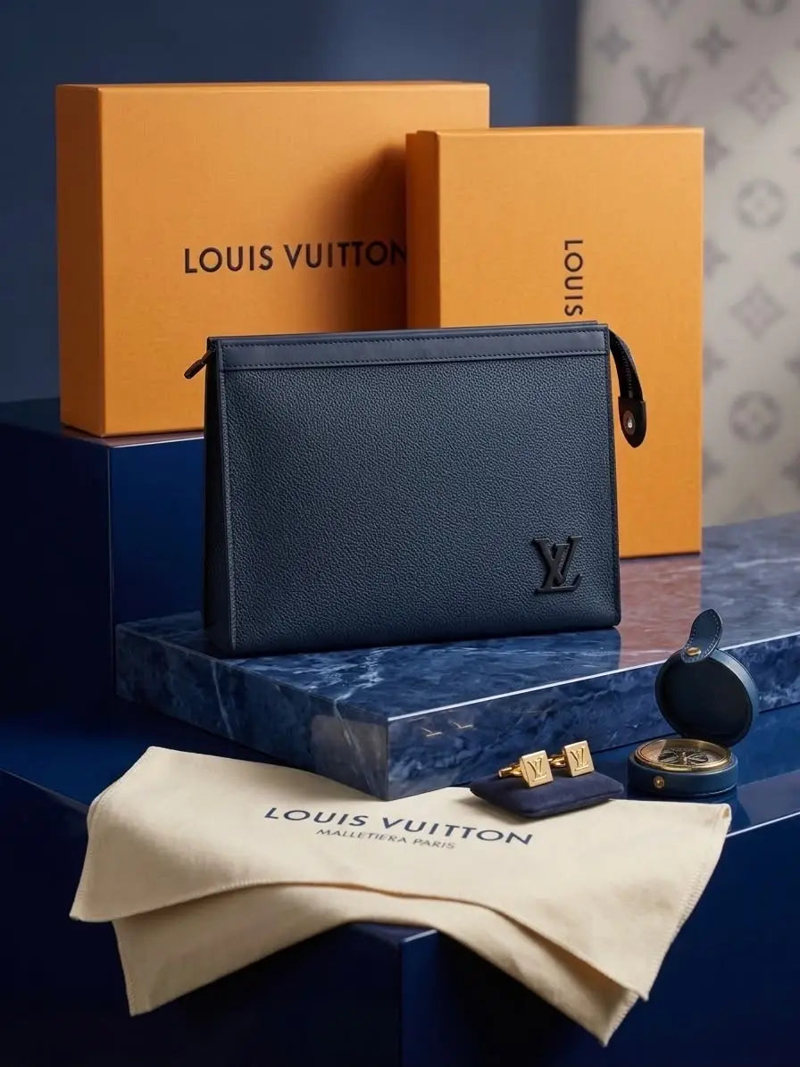 Louis Vuitto n Luxury Unisex Pochette Blue With Box l276