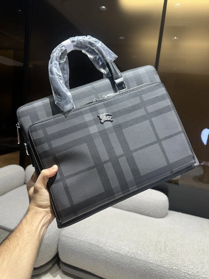 Burberr y Luxury Premium Imported Grey Laptop Bag b115