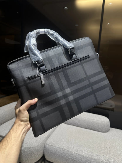 Burberr y Luxury Premium Imported Grey Laptop Bag b115