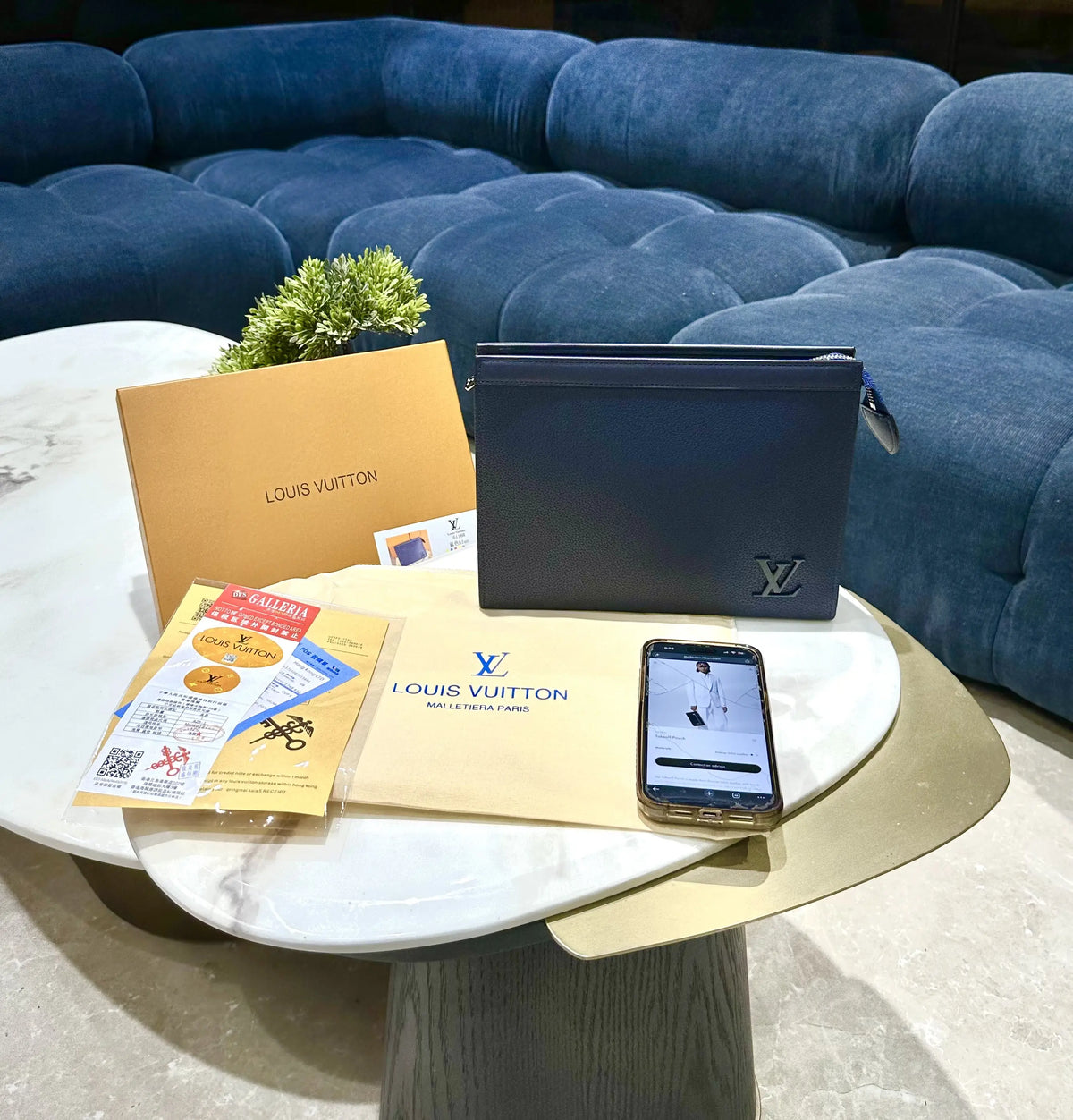Louis Vuitto n Luxury Unisex Pochette Blue With Box l276