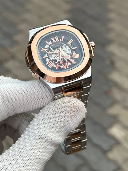Patek Phillipe Two Tone Black Skeleton