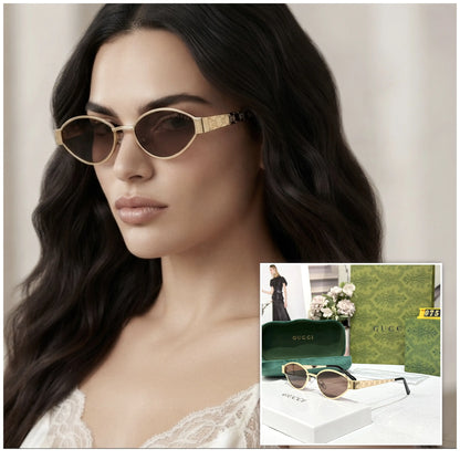 GUCCI DESIGNER GOLD BROWN WITH LOGO DESIGN STICK SHOWROOM MODEL 501