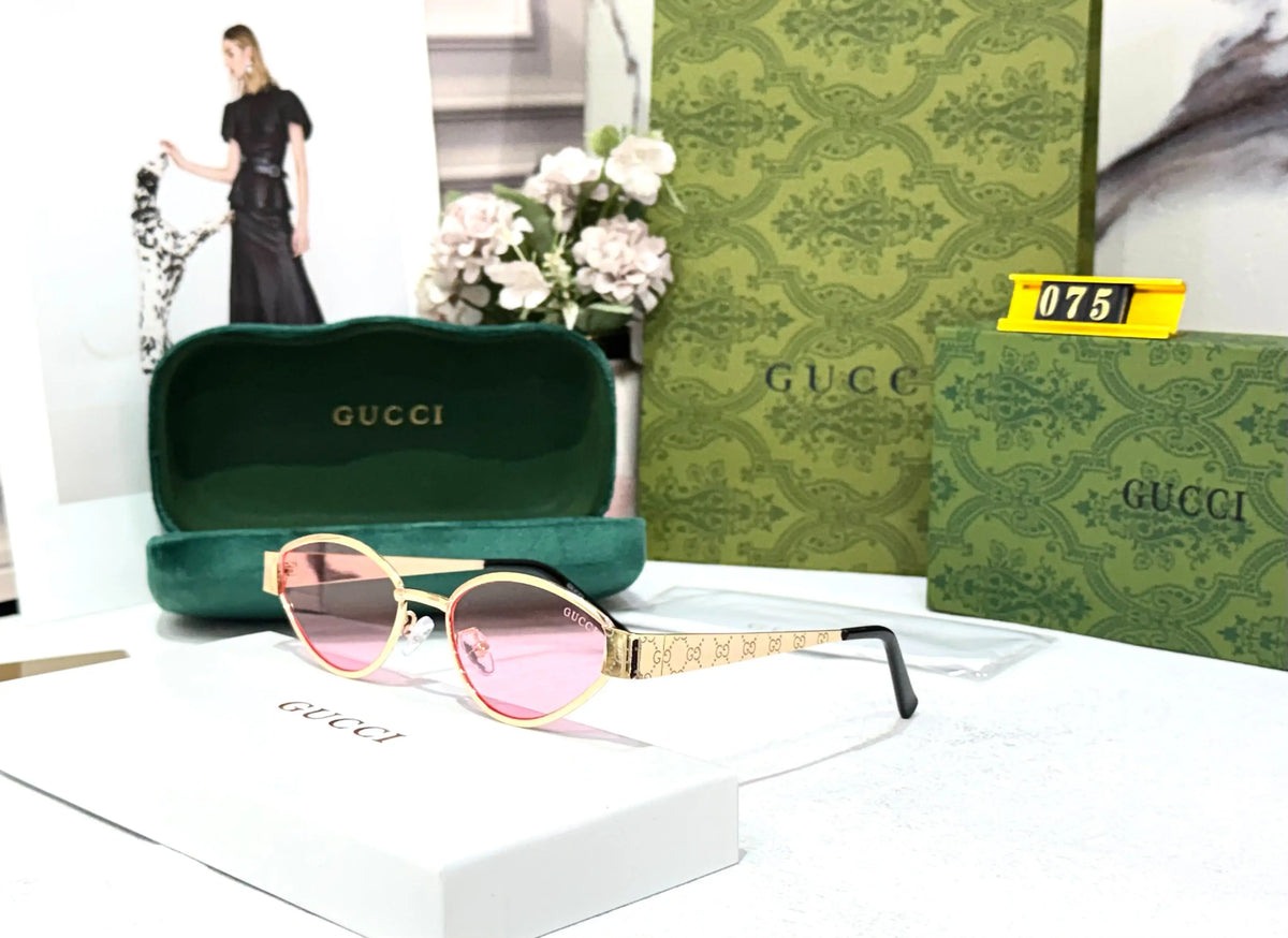 GUCCI DESIGNER GOLD PINK WITH LOGO DESIGN STICK SHOWROOM MODEL 505