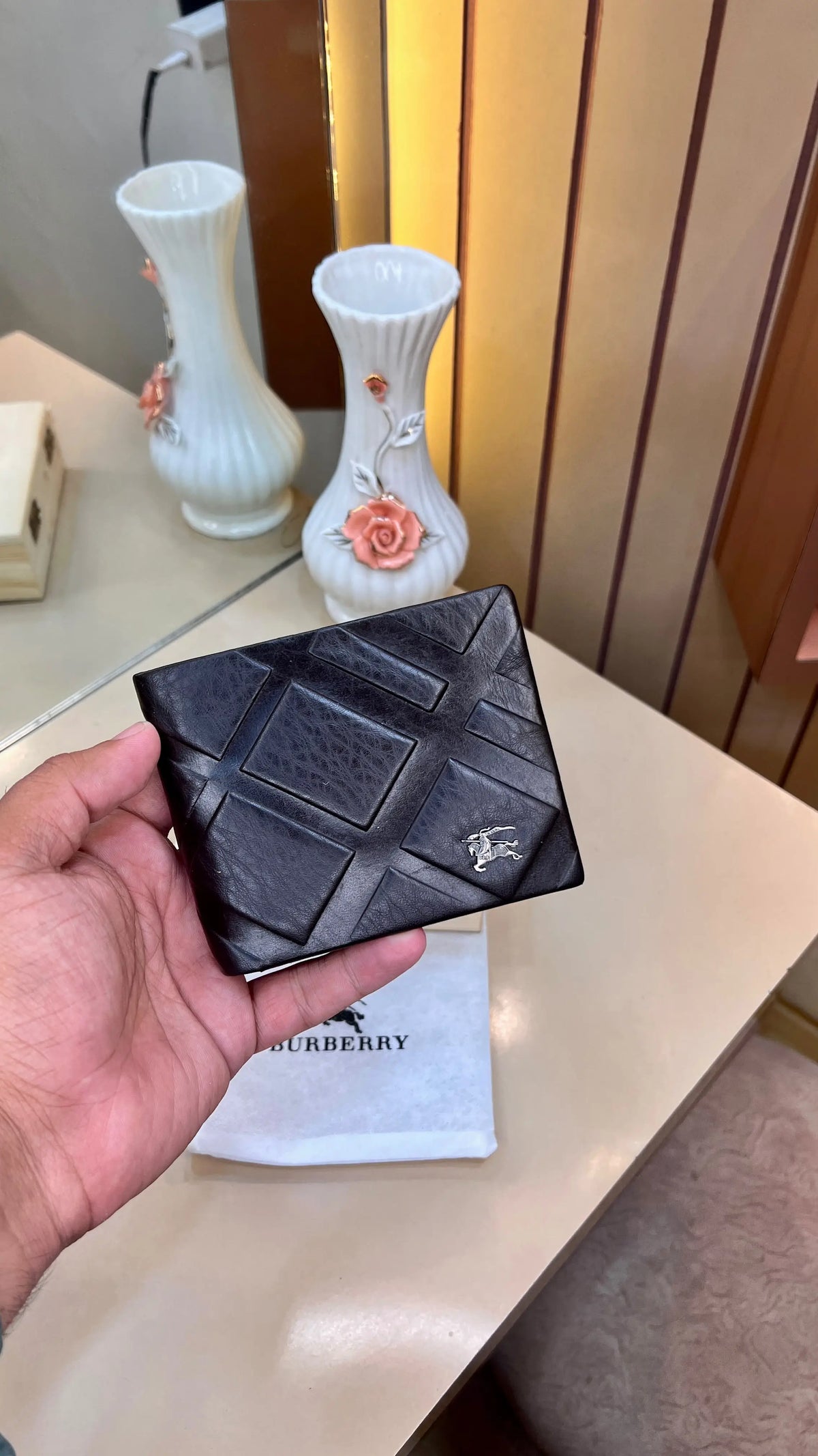 BB BURBERRY PREMIUM QUALITY IMP WALLET WITH OG WOODEN BOX