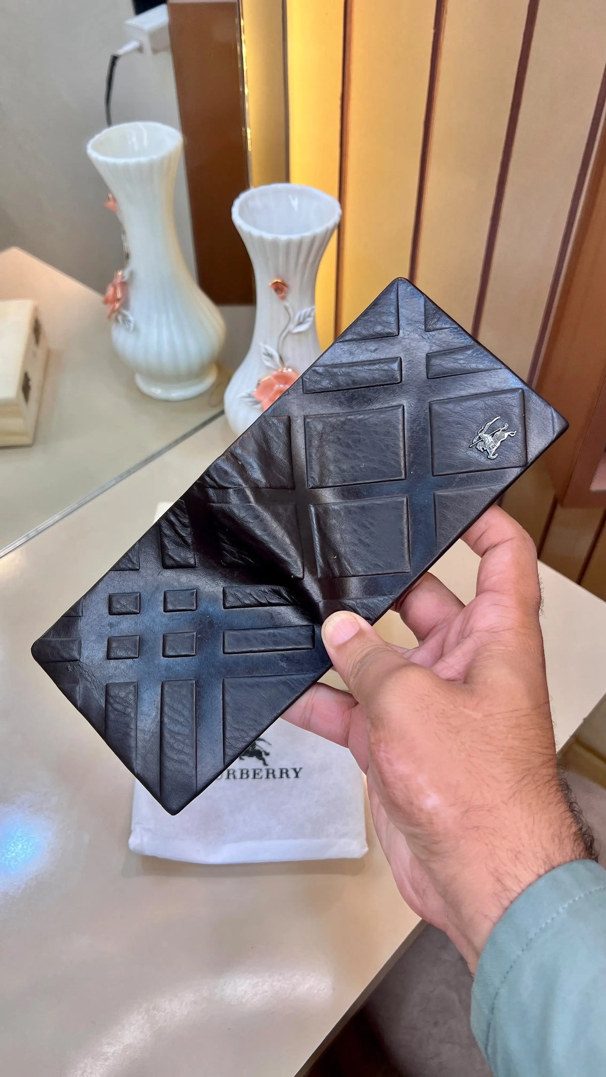 BB BURBERRY PREMIUM QUALITY IMP WALLET WITH OG WOODEN BOX