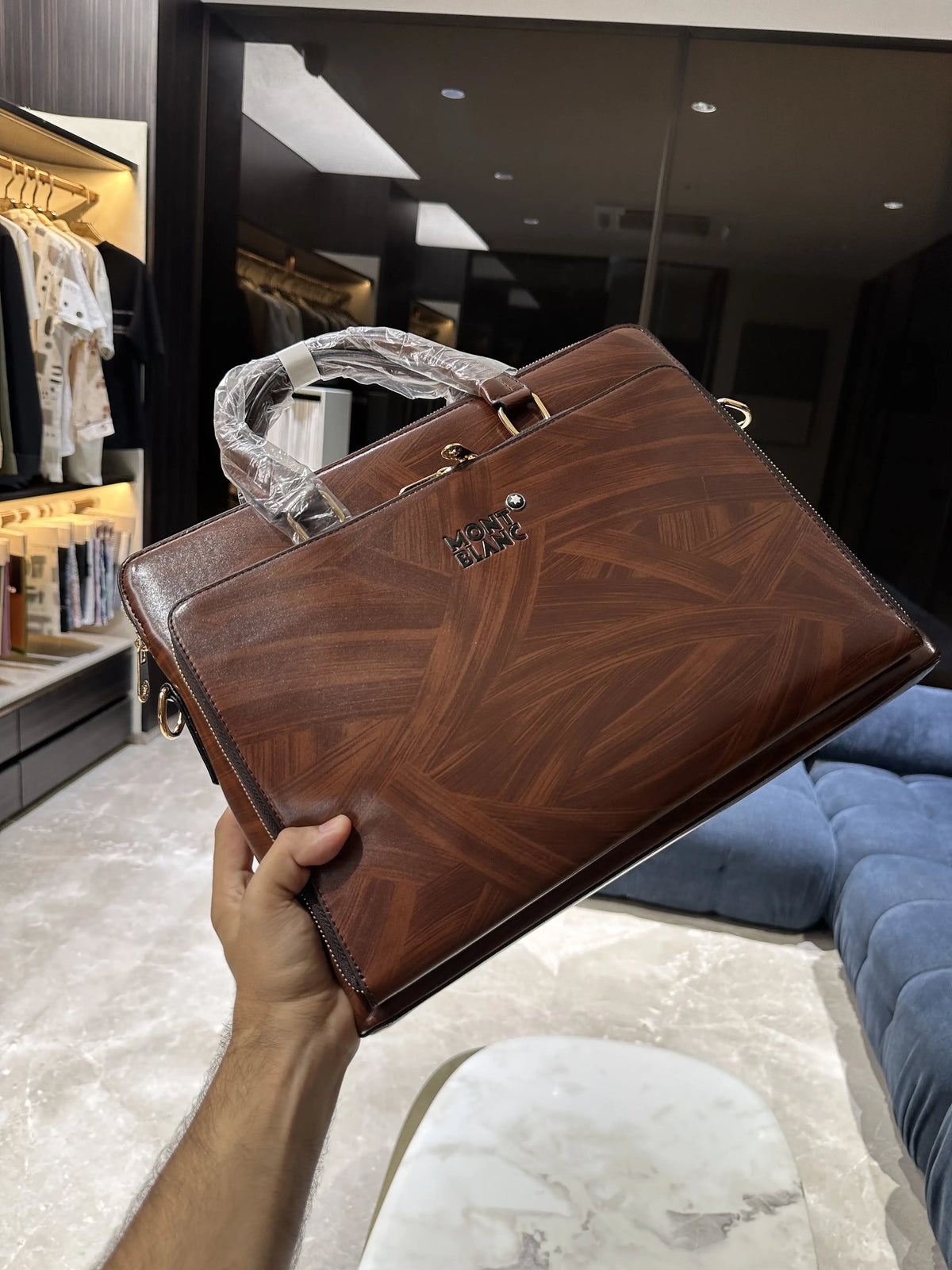 Mont Blan c Luxury Premium Imported Brown Laptop Bag mb996