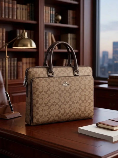 Coac h Monogram Luxury Premium Imported Beige Laptop Bag c545