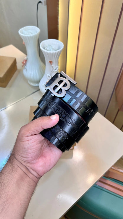 BB BURBERRY PREMIUM QUALITY IMP EMBOSSED LEATHER BELTS WITH OG BOX BB-609
