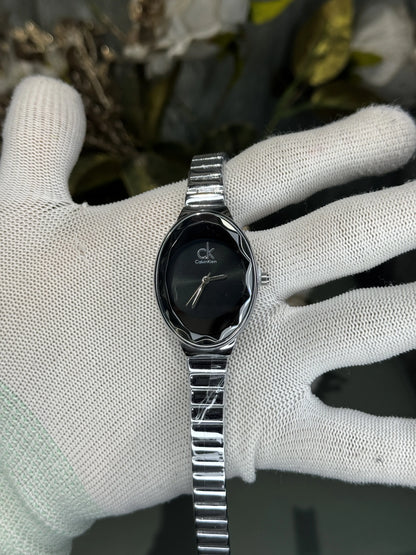 Calvin Klei n Oval Silver Black Premium Watch