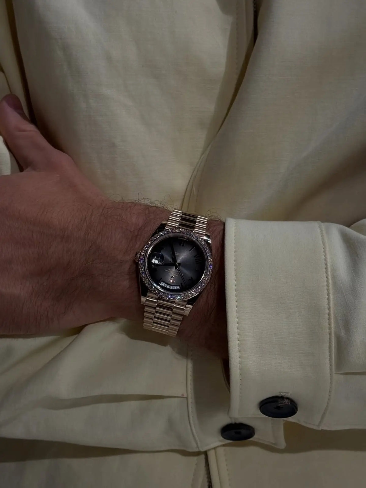 Rolex Day Date Diamond Rosegold Black