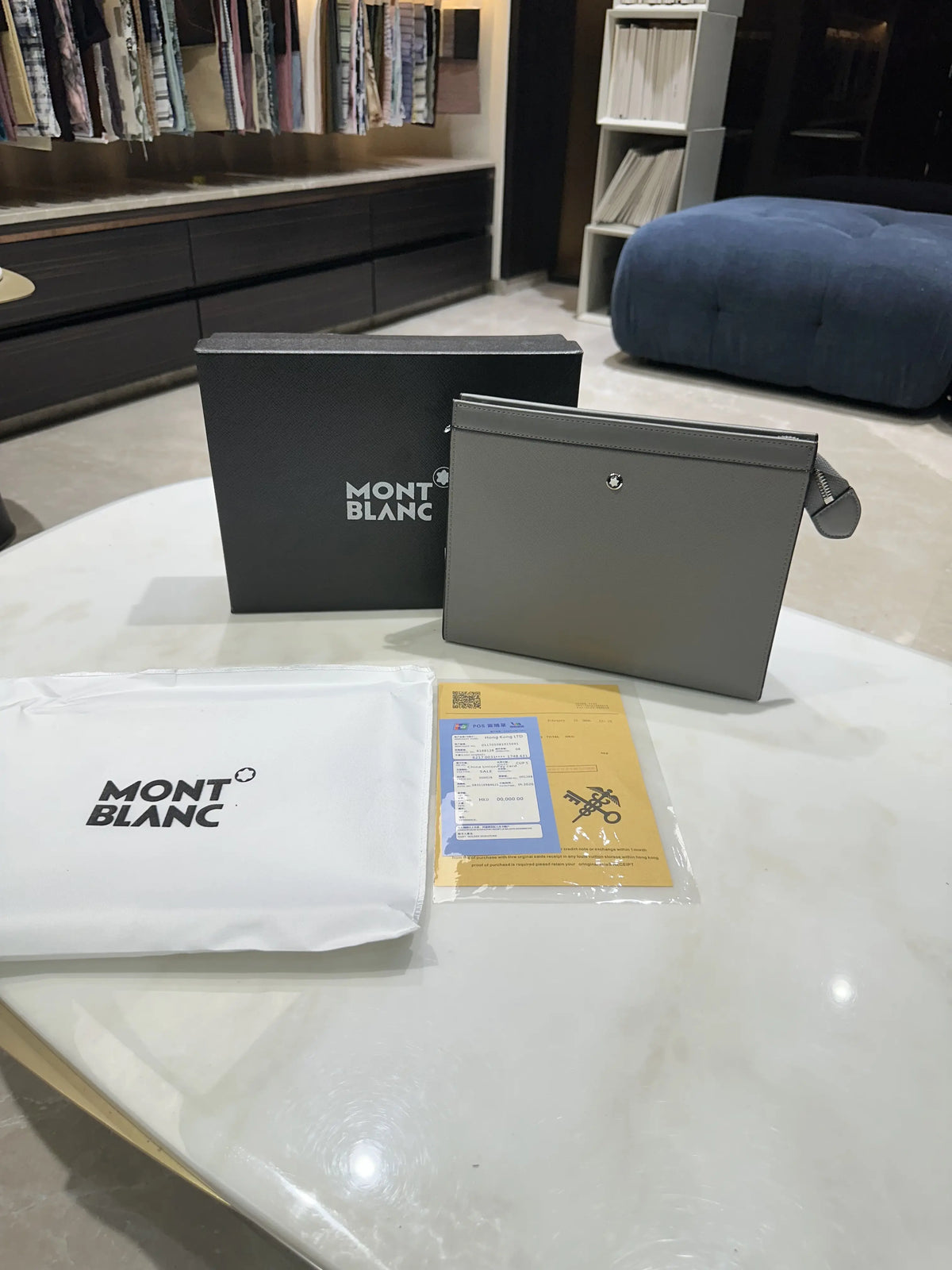Mont Blan c Luxury Unisex Pochette Grey With Box mb115