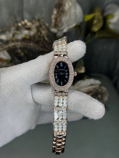 Cartie r Pearls Roae Gold Black Premium Watch