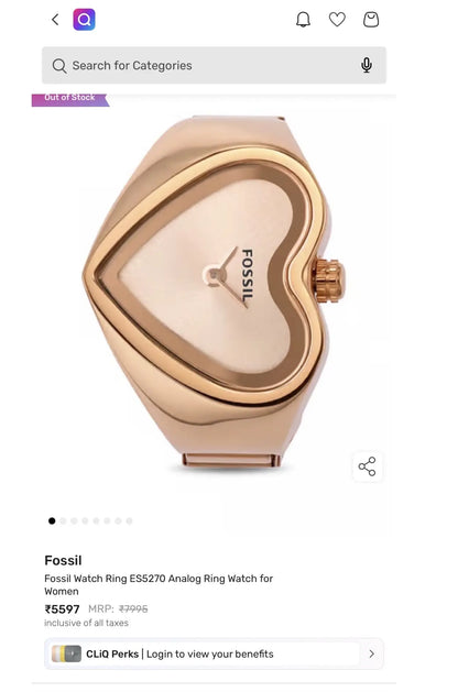 Fossi l Rose Gold Ring Analog Ladies Watch