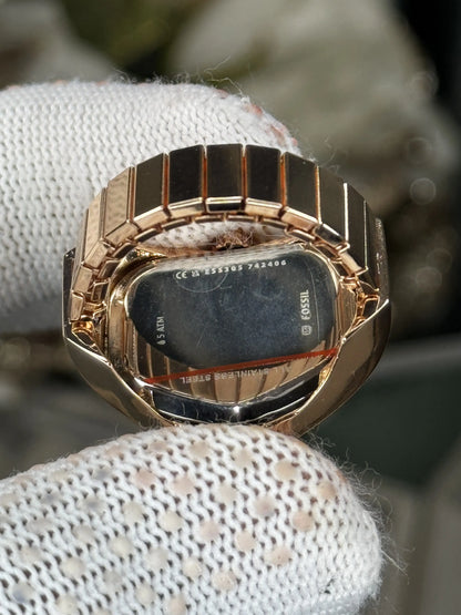 Fossi l Rose Gold White Ring Analog Ladies Watch