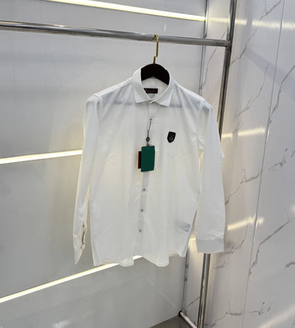Loro Piana White Embroidery Logo Work Premium Shirt