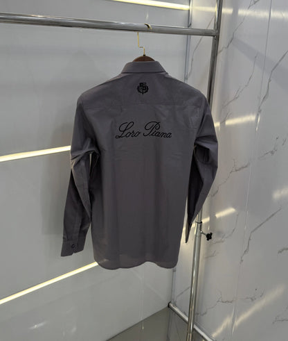 Loro Piana Grey Embroidery Logo Work Premium Shirt