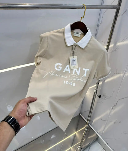 Gant Cream Logo Work Premium Polo T-shirt