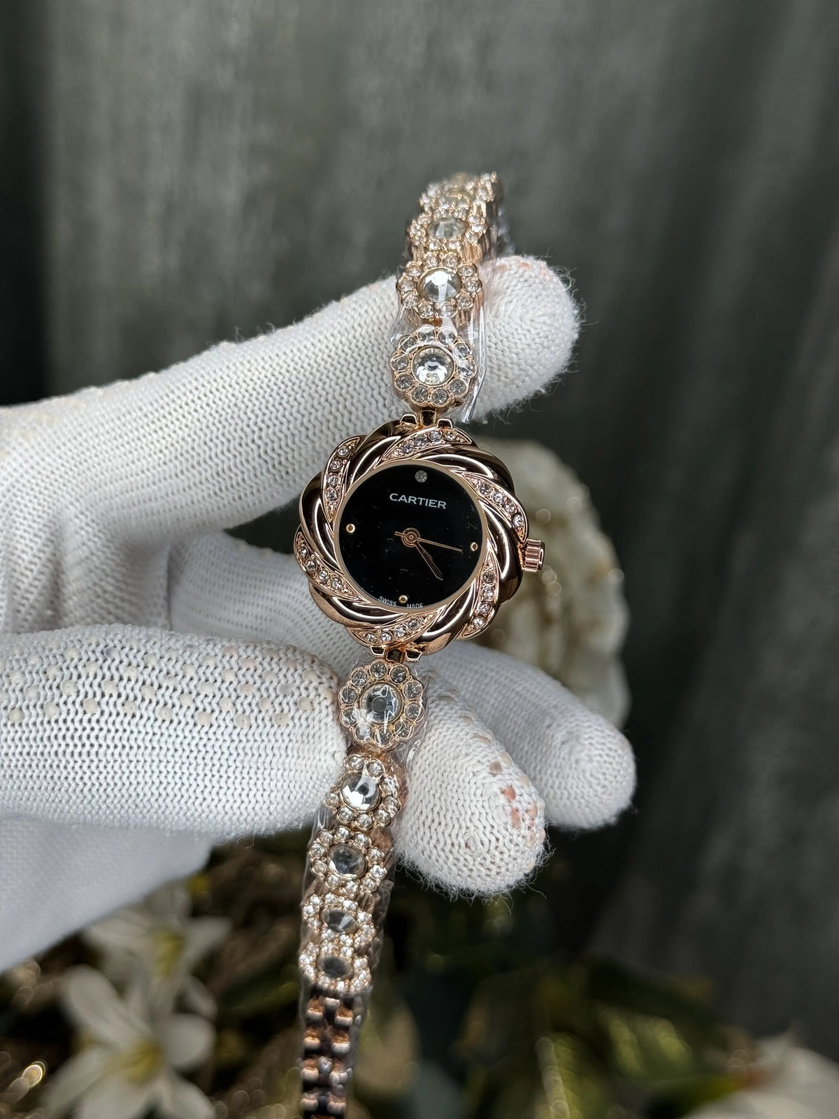 Cartie r RoseGold Black Diamond Premium Ladies Watch