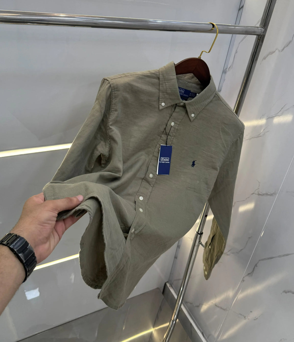 Ralp h Lauren Olive Premium linen Shirt