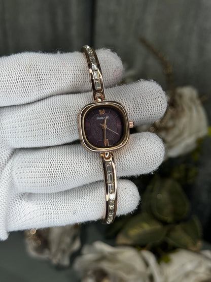 Swarovsk i RoseGold Purple Diamond Premium Ladies Watch