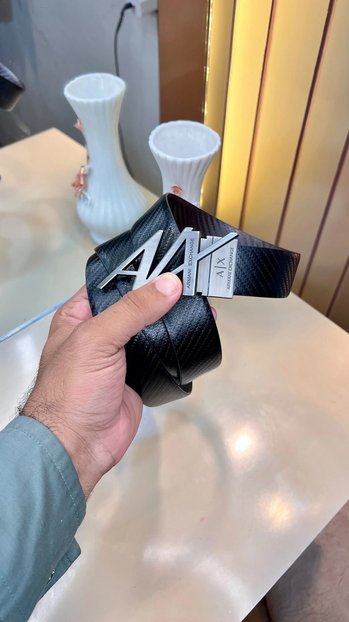 AX ARMANI EXCHANGE PREMIUM QUALITY IMP REVERSEABLE BELT WITH OG BOX