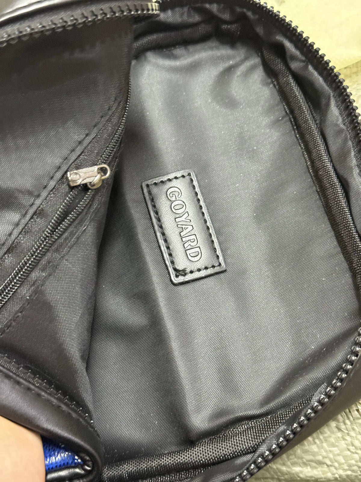 Goyard Alpin-style utility crossbody shoulder bag blue