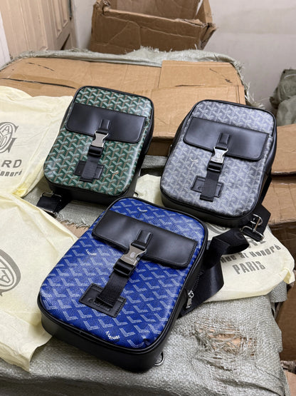 Goyard Alpin-style utility crossbody shoulder bag blue