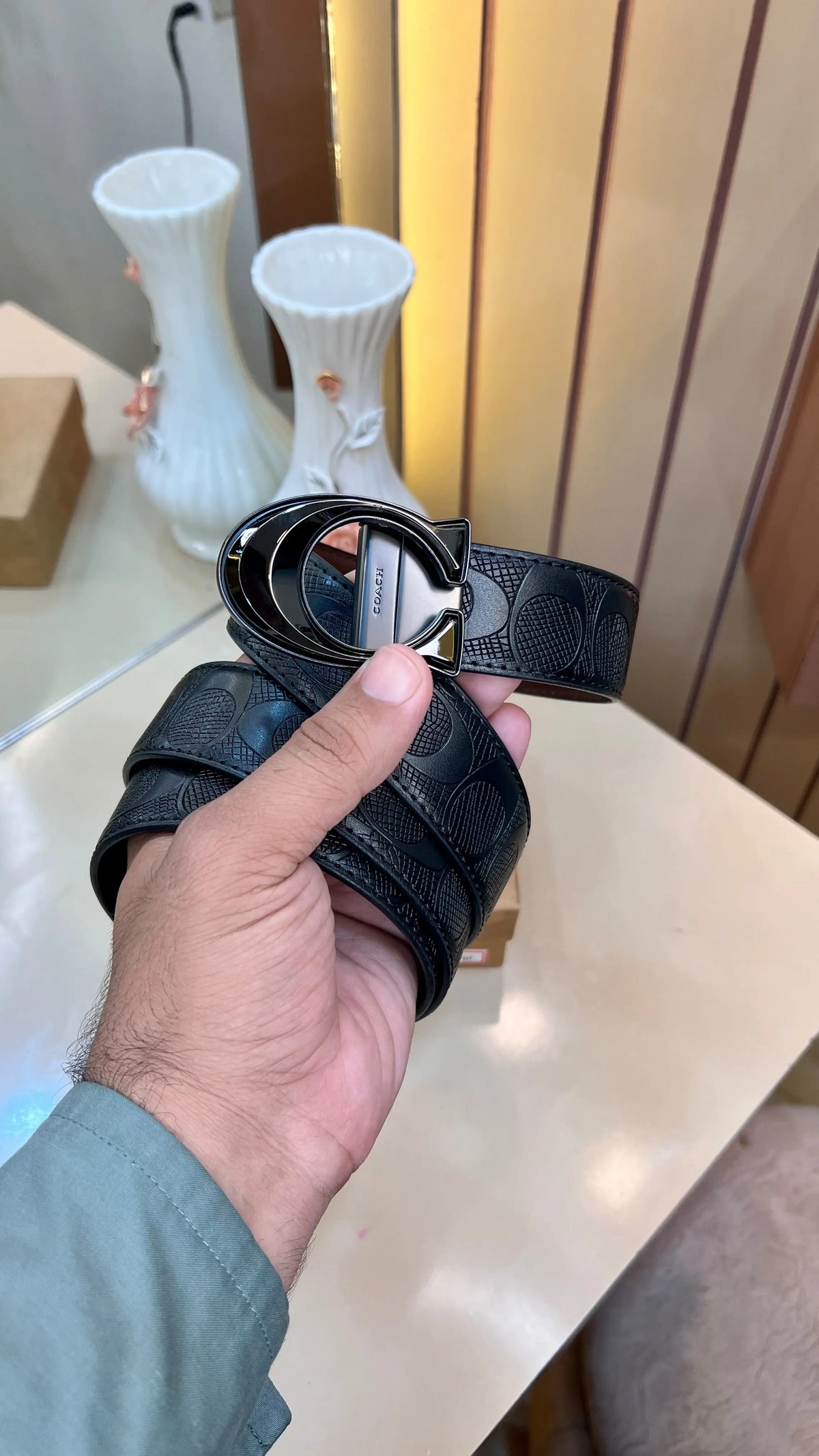 COACH PREMIUM QUALITY IMP EMBOSSED REVERSIBLE BELTS WITH OG BOX