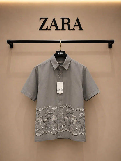 Zar_a Imported Linen Cotton Printed Premium Shirt (DN 630)