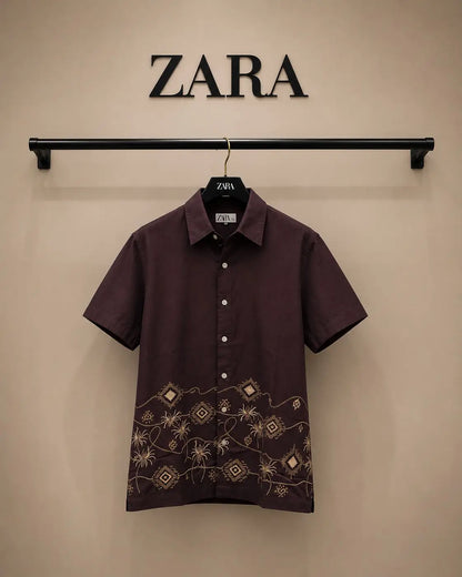 Zar_a Imported Linen Cotton Printed Premium Shirt (DN 631)