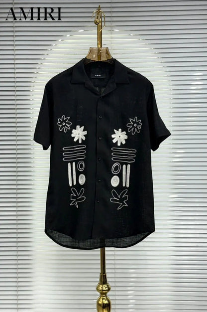Amir_i Thread Embroidered Exclusive Linen Half Shirt (DN 632)