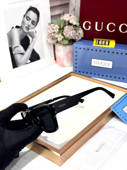 GUCCI 1668 OFFICIAL GLOSSY BLACK STYLISH FASHION LATEST STORE SUPERHIT MODEL 501