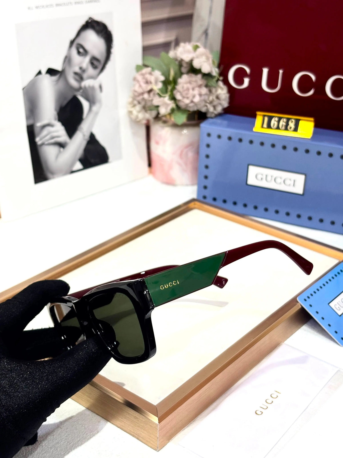 GUCCI 1668 SHINNY BLACK GREEN MAROON NEWLY LAUNCHED SHOWROOM ARTICLE 504