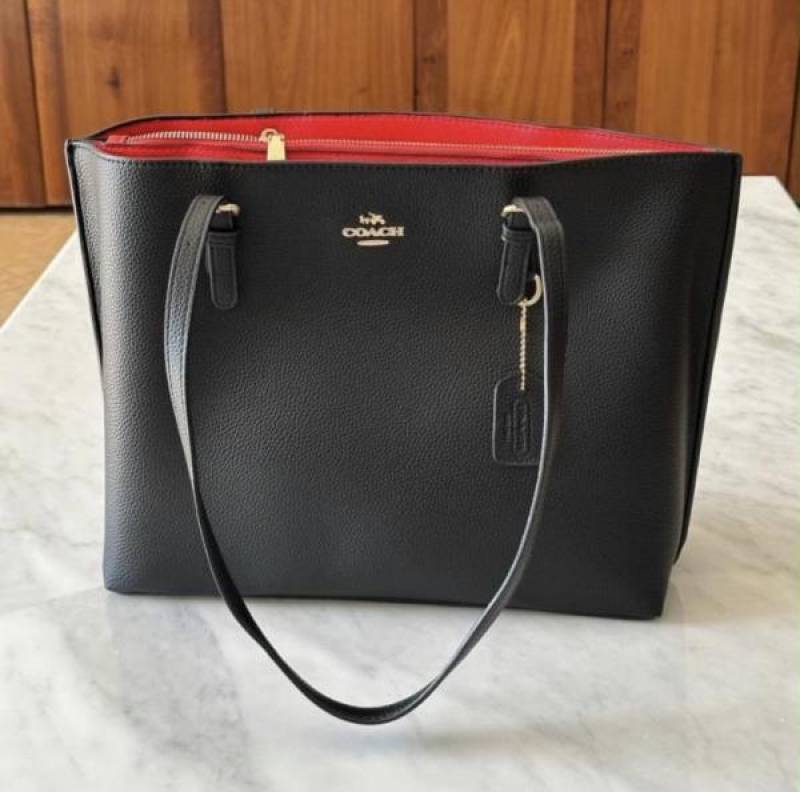 coac mollie pure 1.1 leather material Tote bag with dust cover 990