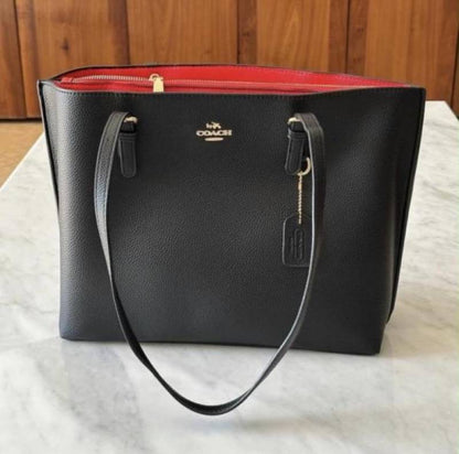 coac mollie pure 1.1 leather material Tote bag with dust cover 990