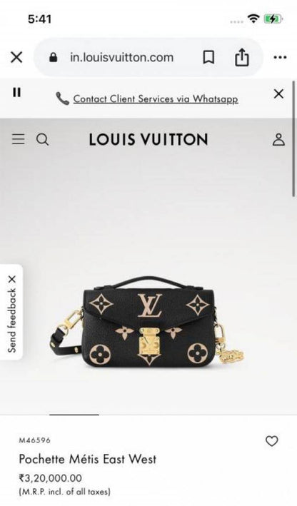 Louiis vuitton metis pochette East West with box 664