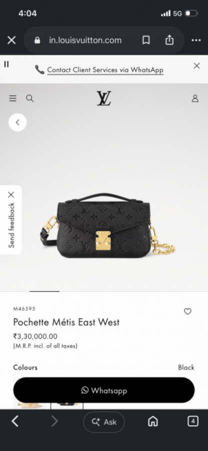 Louiis vuitton metis pochette East West with box 1002