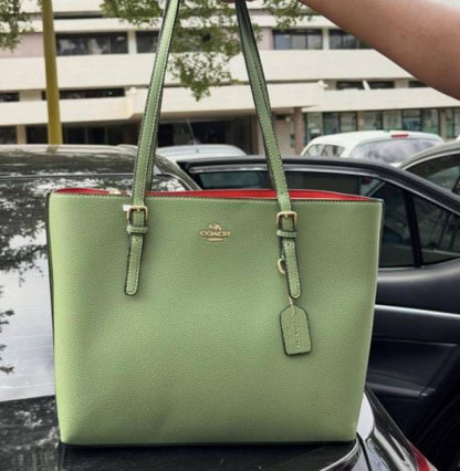 coac mollie pure 1.1 leather material Tote bag with dust cover 991