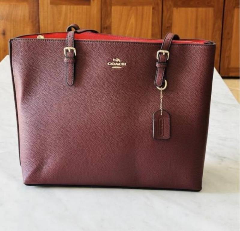coac mollie pure 1.1 leather  material Tote bag with dust cover 993