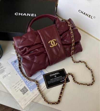 chane quilted lambs skin mini bow bag premium quality With box 871